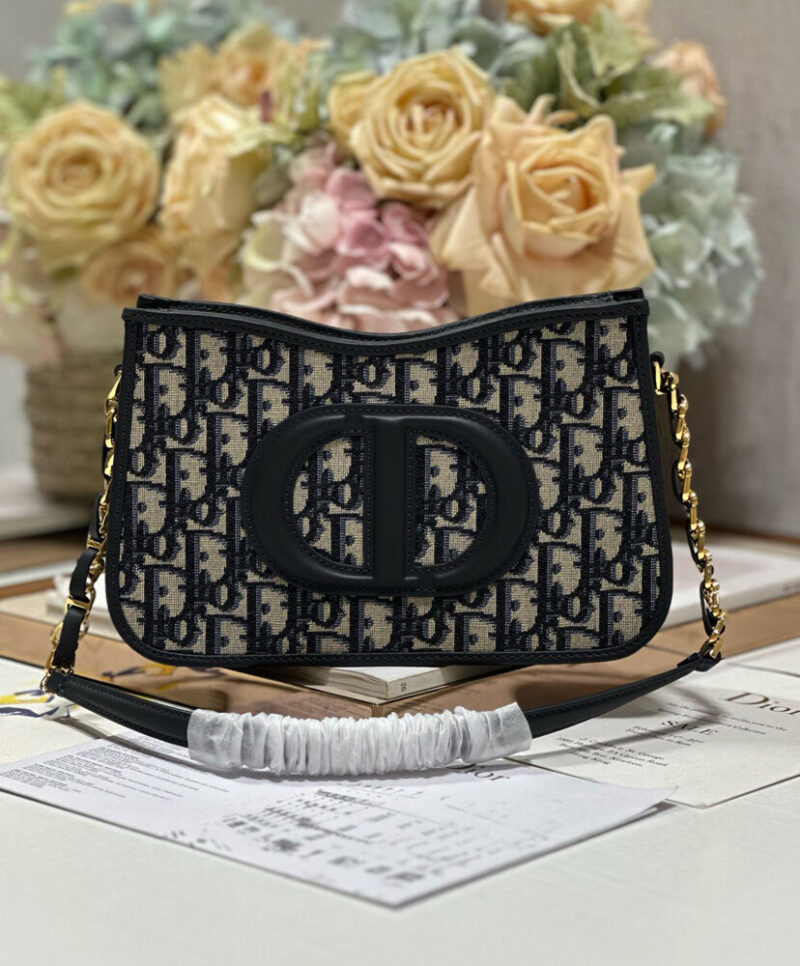 Christian Dior CD Signature Hobo Mini Bag Dark Blue